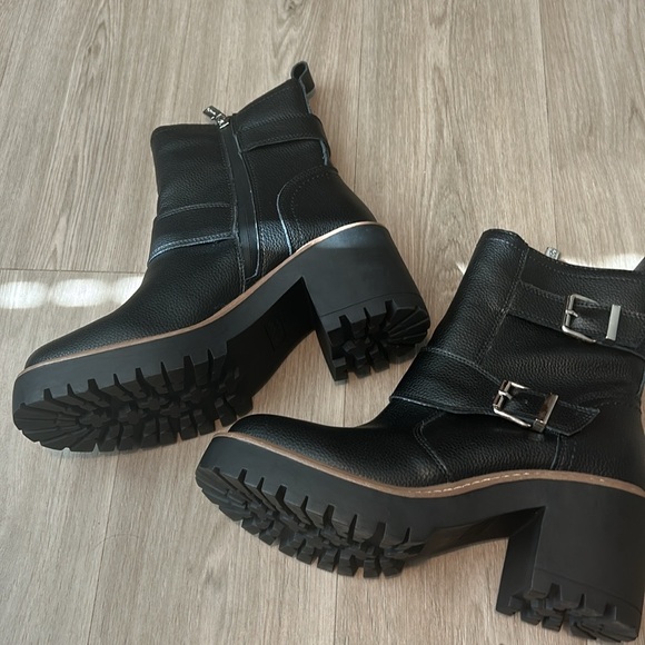 BLONDO Reno Weatherproof combat boots black chunky heels NWOB 8.5 - Picture 5 of 10